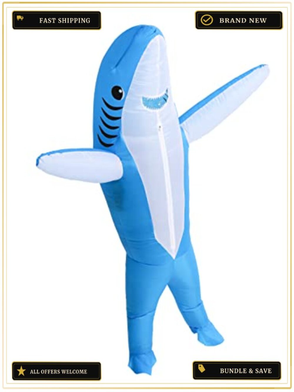 Inflatable Shark Costume Adult Blow Up Funny Halloween Cosplay